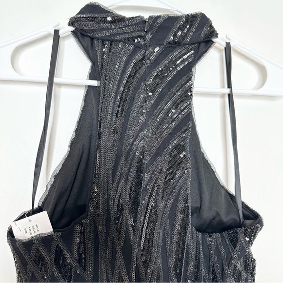NWT AQUA Mock-Neck Sequined Gown Bloomingdales Exclusive Black Size 10 - Picture 11 of 15